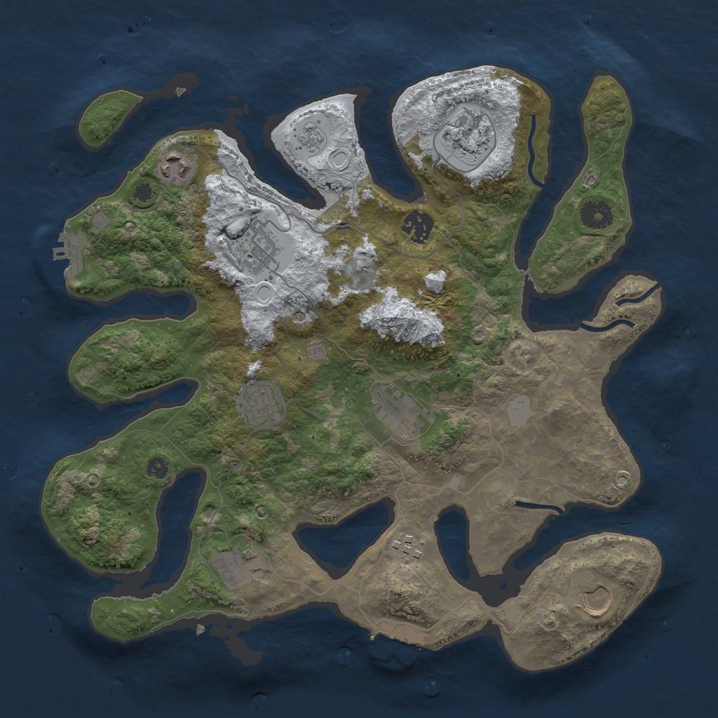 Rust Map: Procedural Map, Size: 3500, Seed: 468461654, 18 Monuments