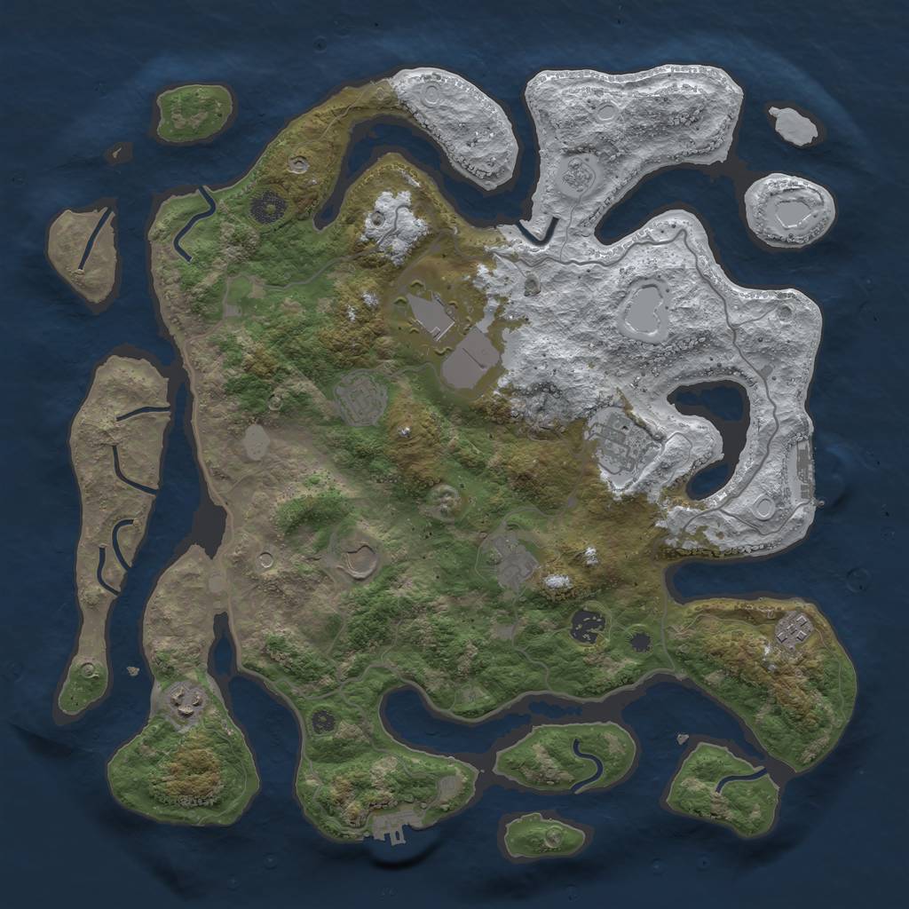 Rust Map: Procedural Map, Size: 4000, Seed: 380751466, 17 Monuments