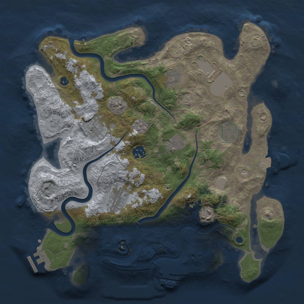 Rust Map: Procedural Map, Size: 3500, Seed: 87637, 15 Monuments
