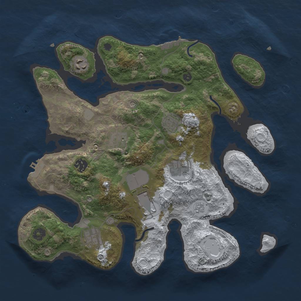 Rust Map: Procedural Map, Size: 3500, Seed: 454349, 16 Monuments
