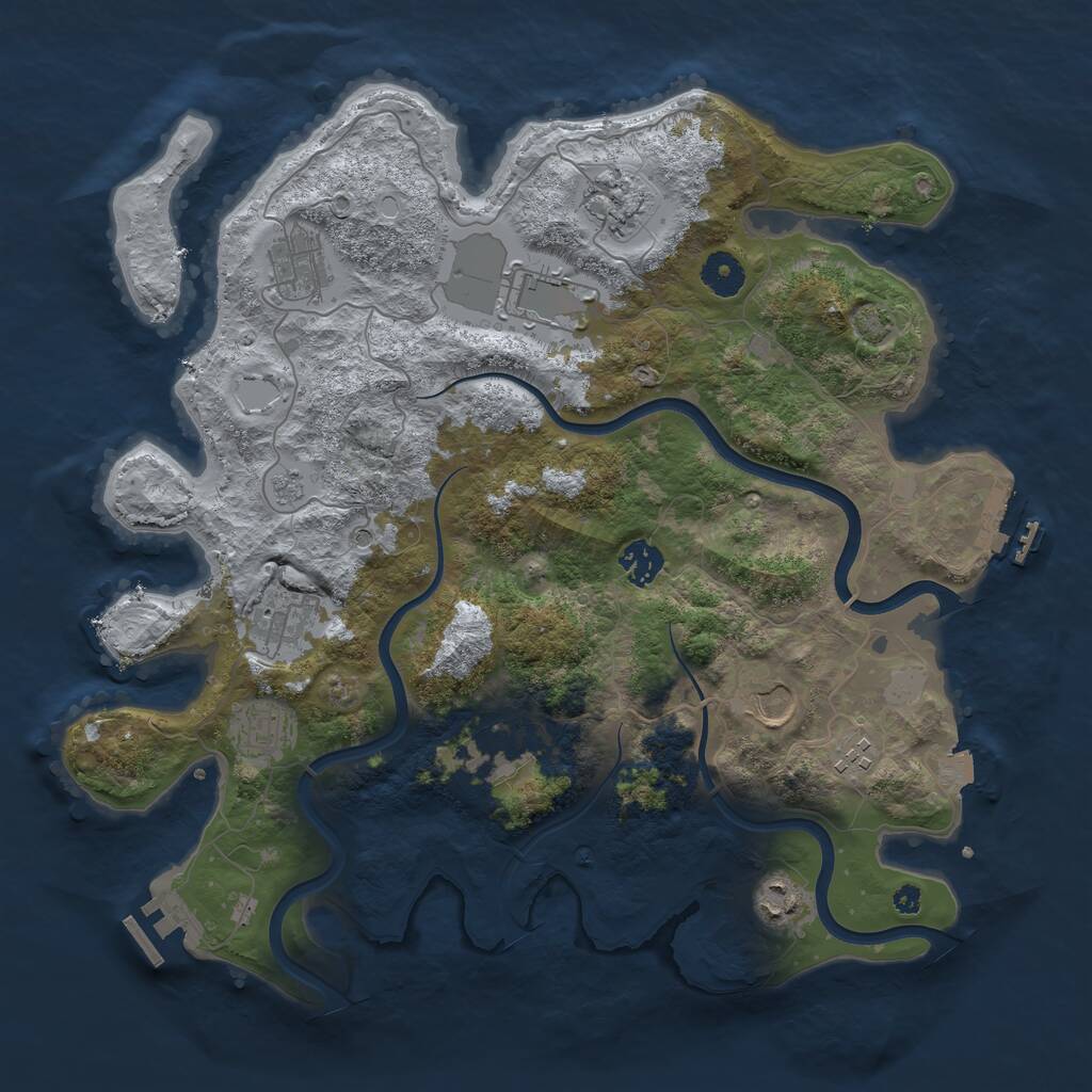 Rust Map: Procedural Map, Size: 3800, Seed: 2338505, 16 Monuments