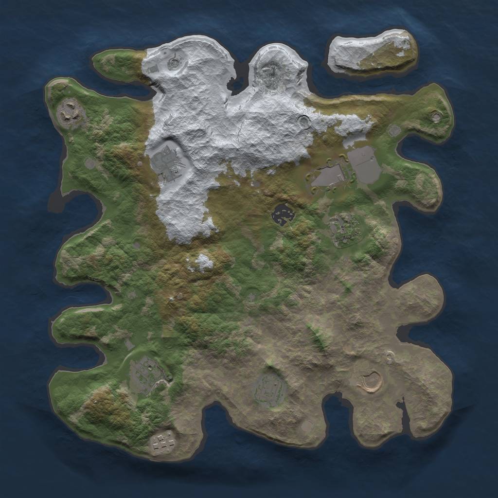 Rust Map: Barren, Size: 3500, Seed: 1123175, 12 Monuments