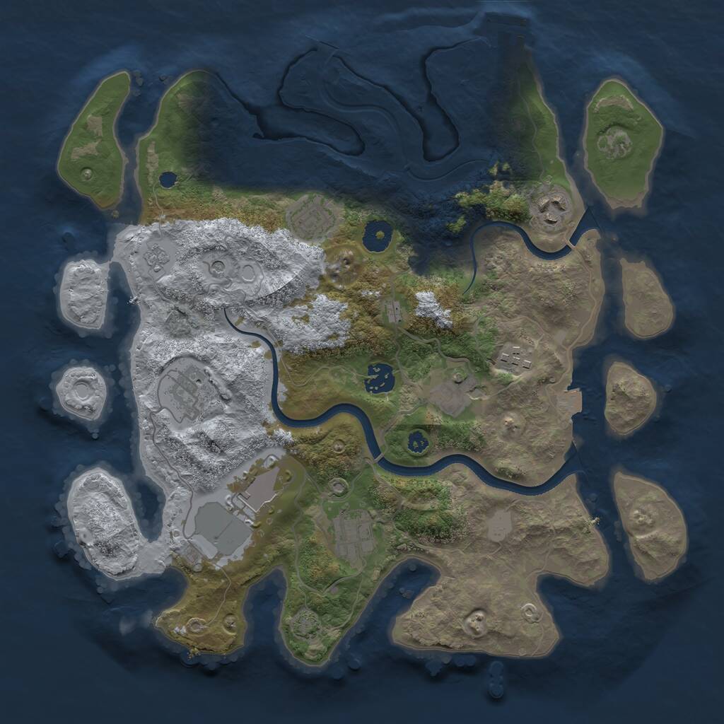 Rust Map: Procedural Map, Size: 3500, Seed: 3105650, 13 Monuments