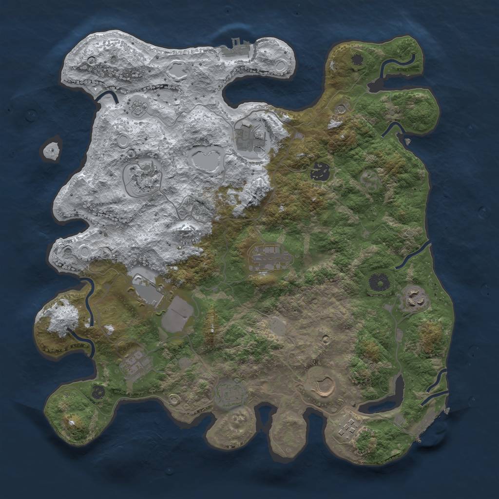 Rust Map: Procedural Map, Size: 3800, Seed: 3962354, 19 Monuments