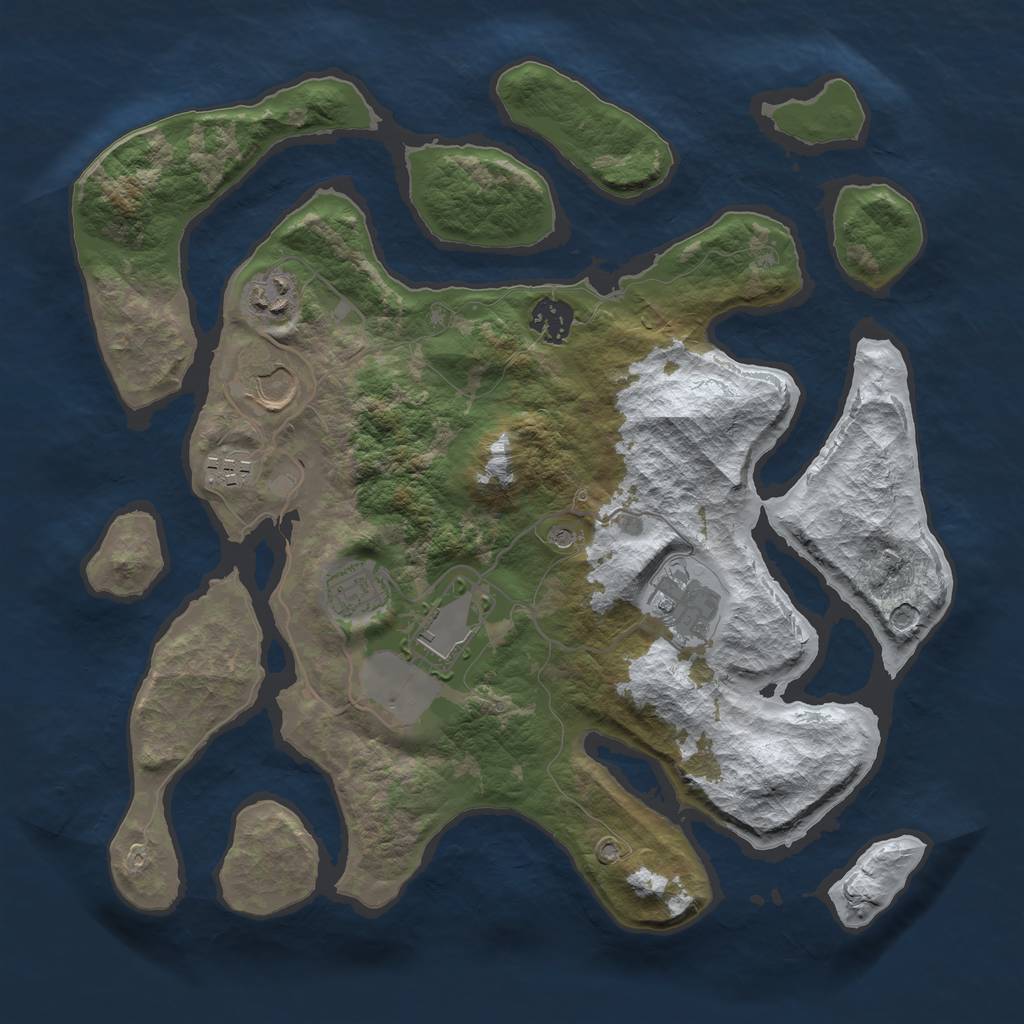 Rust Map: Barren, Size: 3500, Seed: 4726577, 10 Monuments