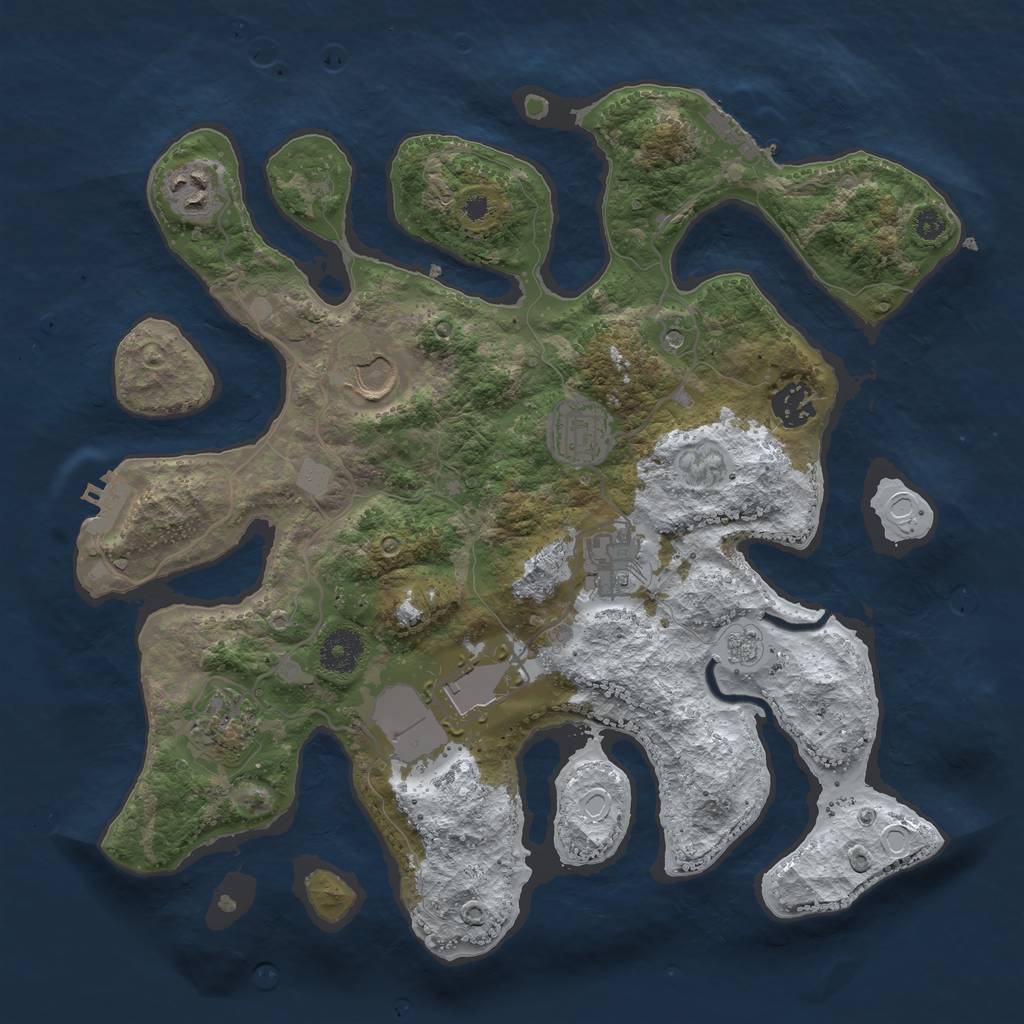 Rust Map: Procedural Map, Size: 3500, Seed: 3076828, 16 Monuments
