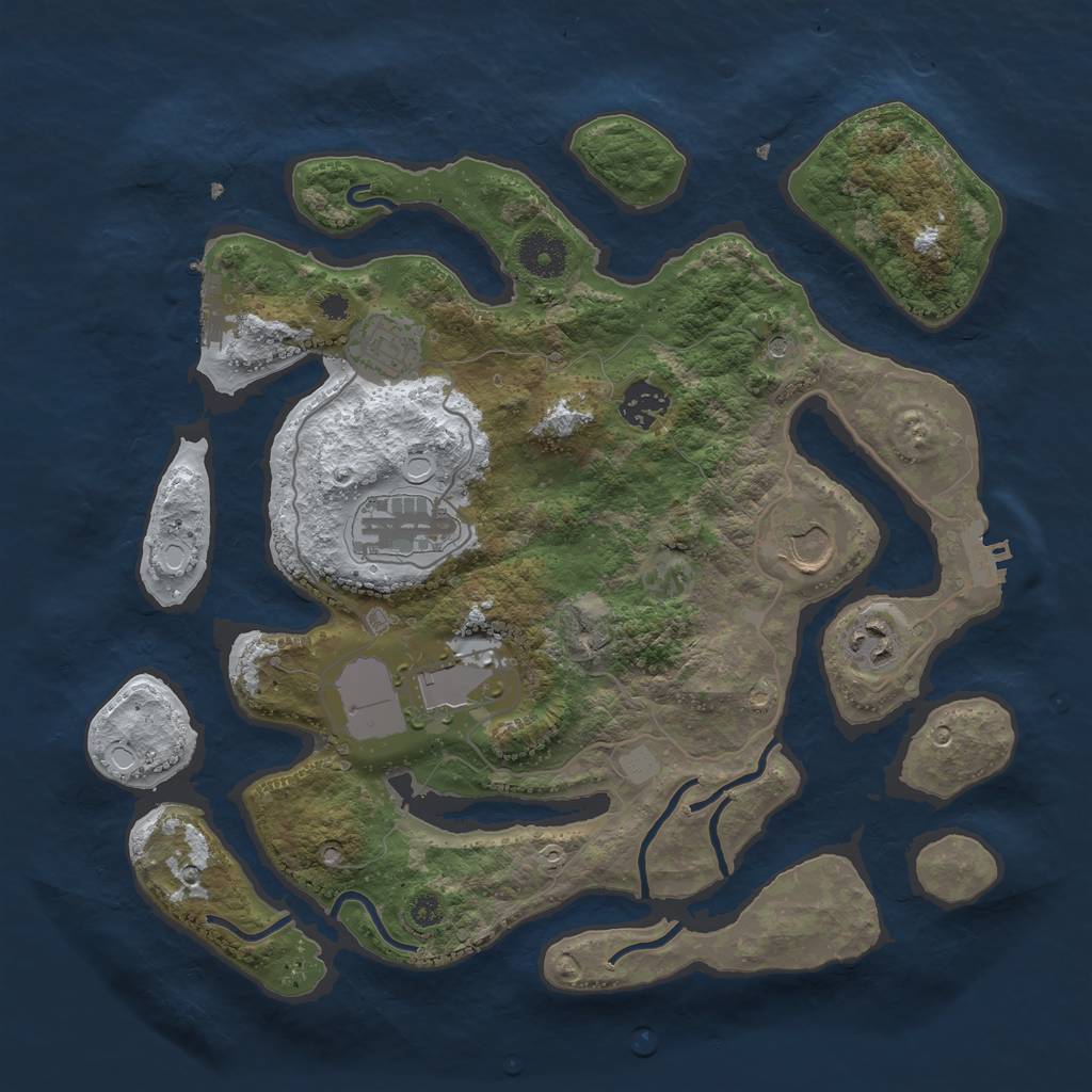 Rust Map: Procedural Map, Size: 3500, Seed: 2632966, 14 Monuments