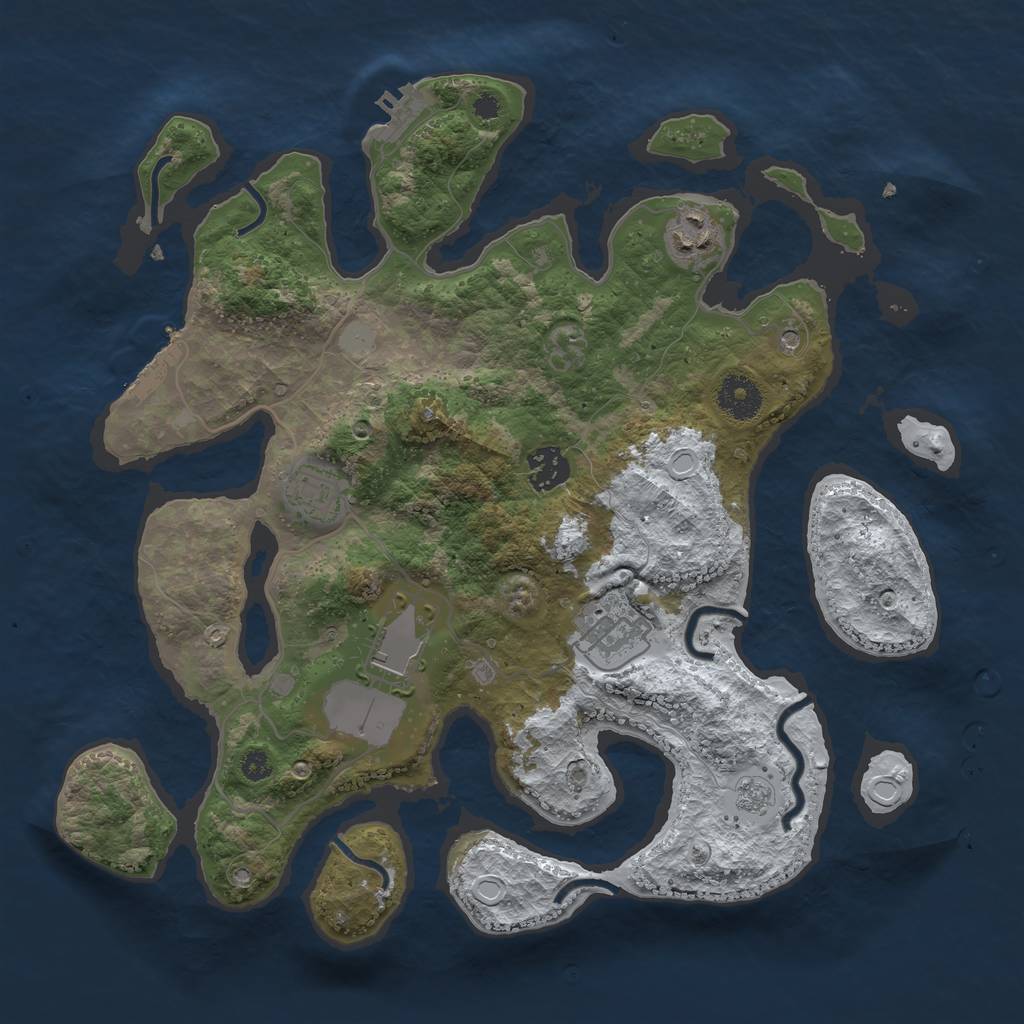 Rust Map: Procedural Map, Size: 3500, Seed: 2041048, 14 Monuments
