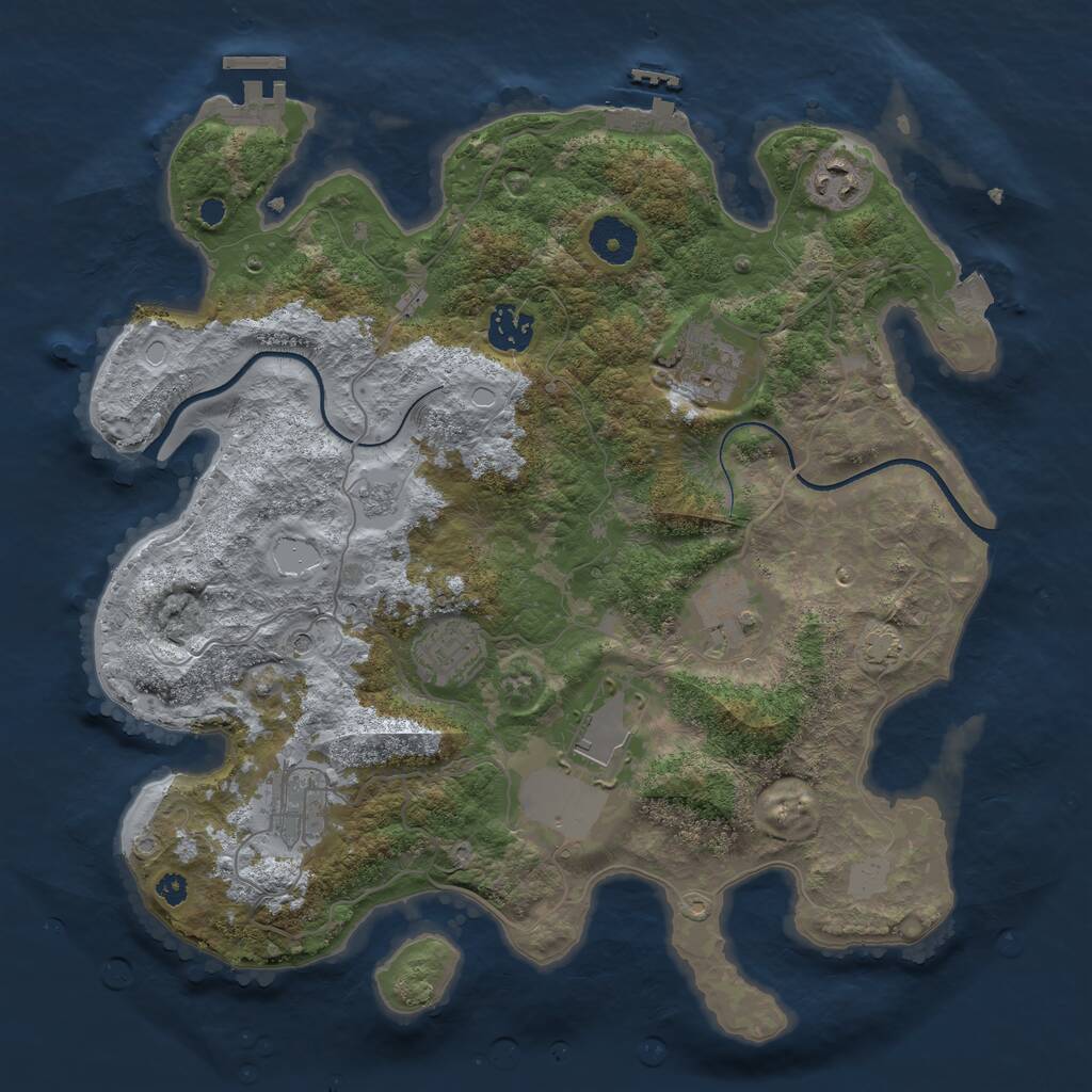 Rust Map: Procedural Map, Size: 3500, Seed: 419047, 13 Monuments