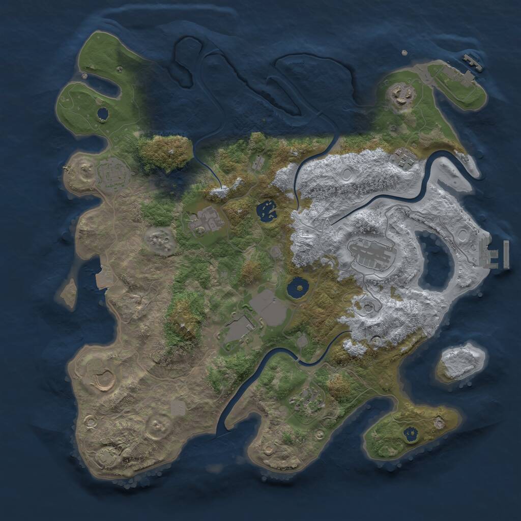 Rust Map: Procedural Map, Size: 3700, Seed: 6209831, 14 Monuments