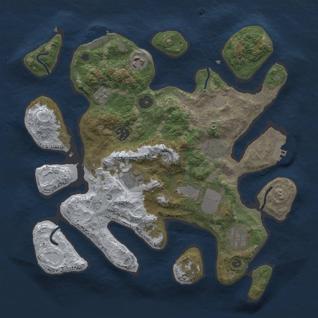Rust Map: Procedural Map, Size: 3500, Seed: 5510382, 16 Monuments