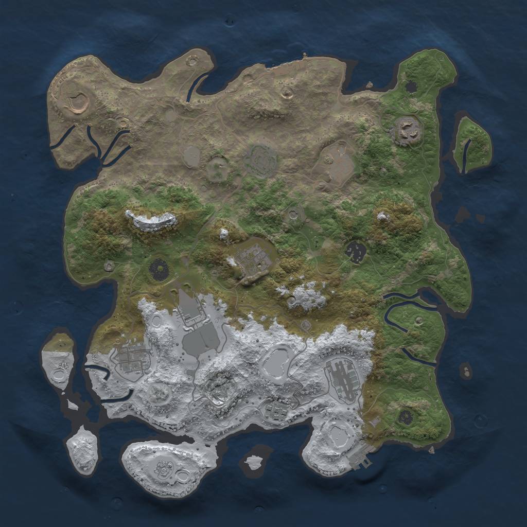 Rust Map: Procedural Map, Size: 3800, Seed: 4446666, 19 Monuments
