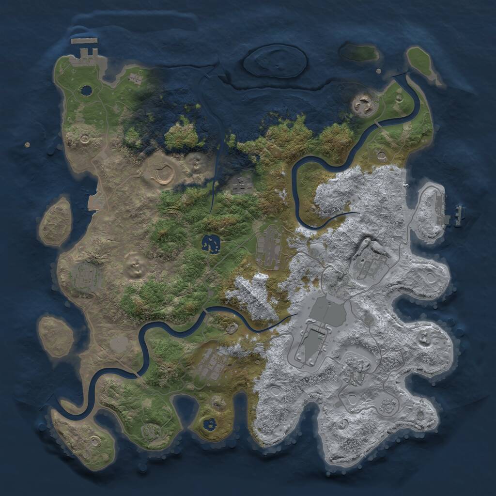 Rust Map: Procedural Map, Size: 3800, Seed: 5031786, 16 Monuments