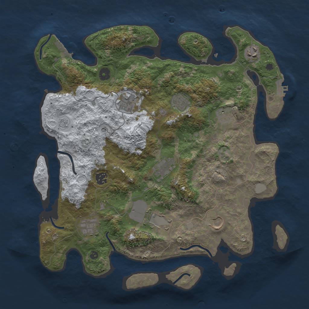 Rust Map: Procedural Map, Size: 3800, Seed: 3435097, 18 Monuments