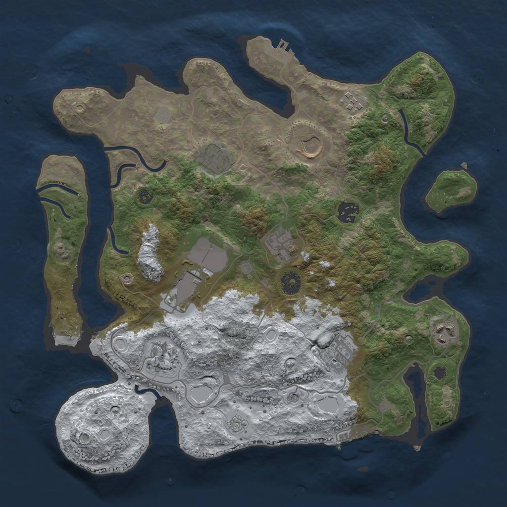 Rust Map: Procedural Map, Size: 3500, Seed: 4502635, 18 Monuments