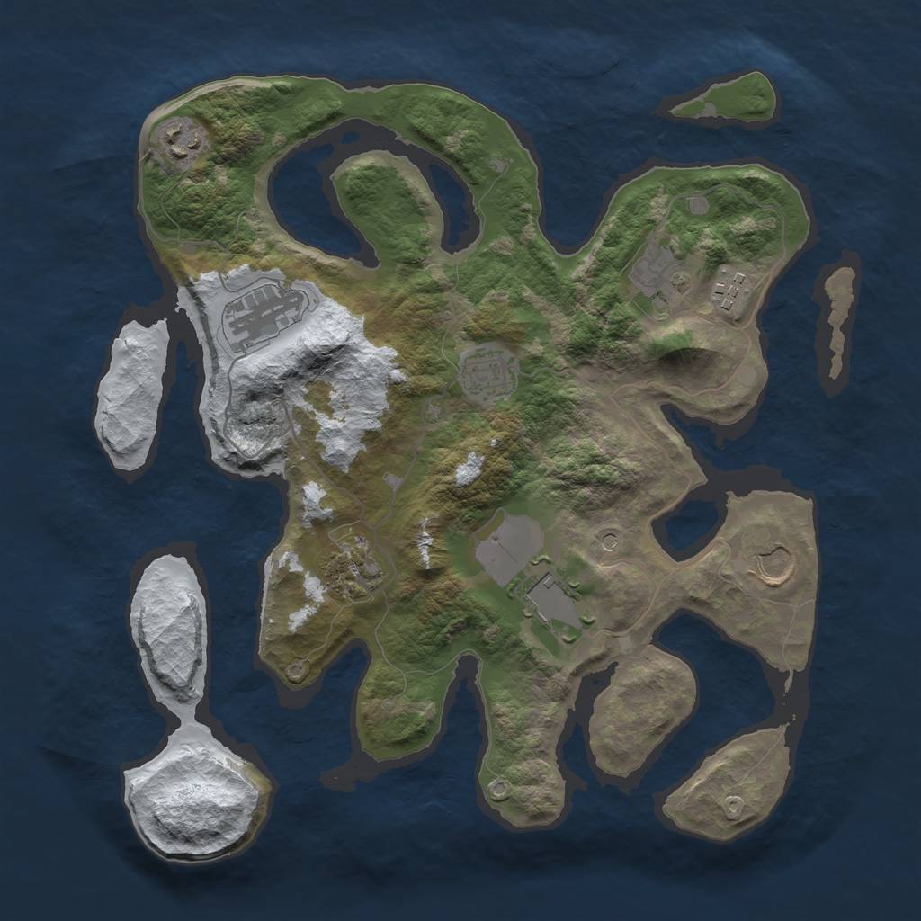 Rust Map: Barren, Size: 3500, Seed: 1470669, 11 Monuments