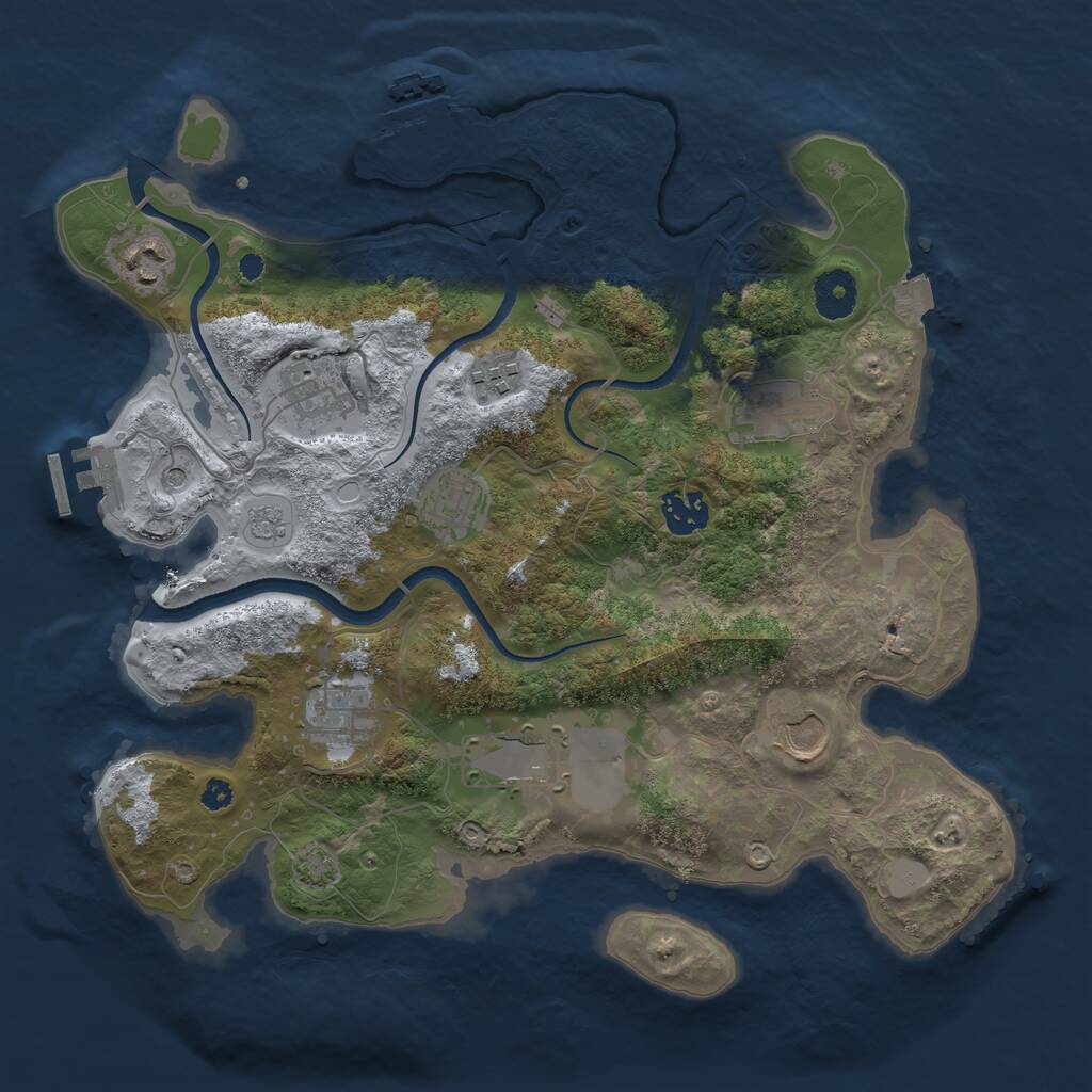 Rust Map: Procedural Map, Size: 3500, Seed: 3382994, 15 Monuments