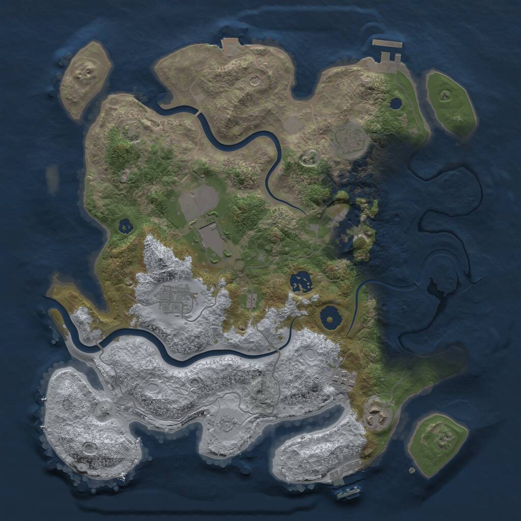 Rust Map: Procedural Map, Size: 3500, Seed: 3823771, 13 Monuments