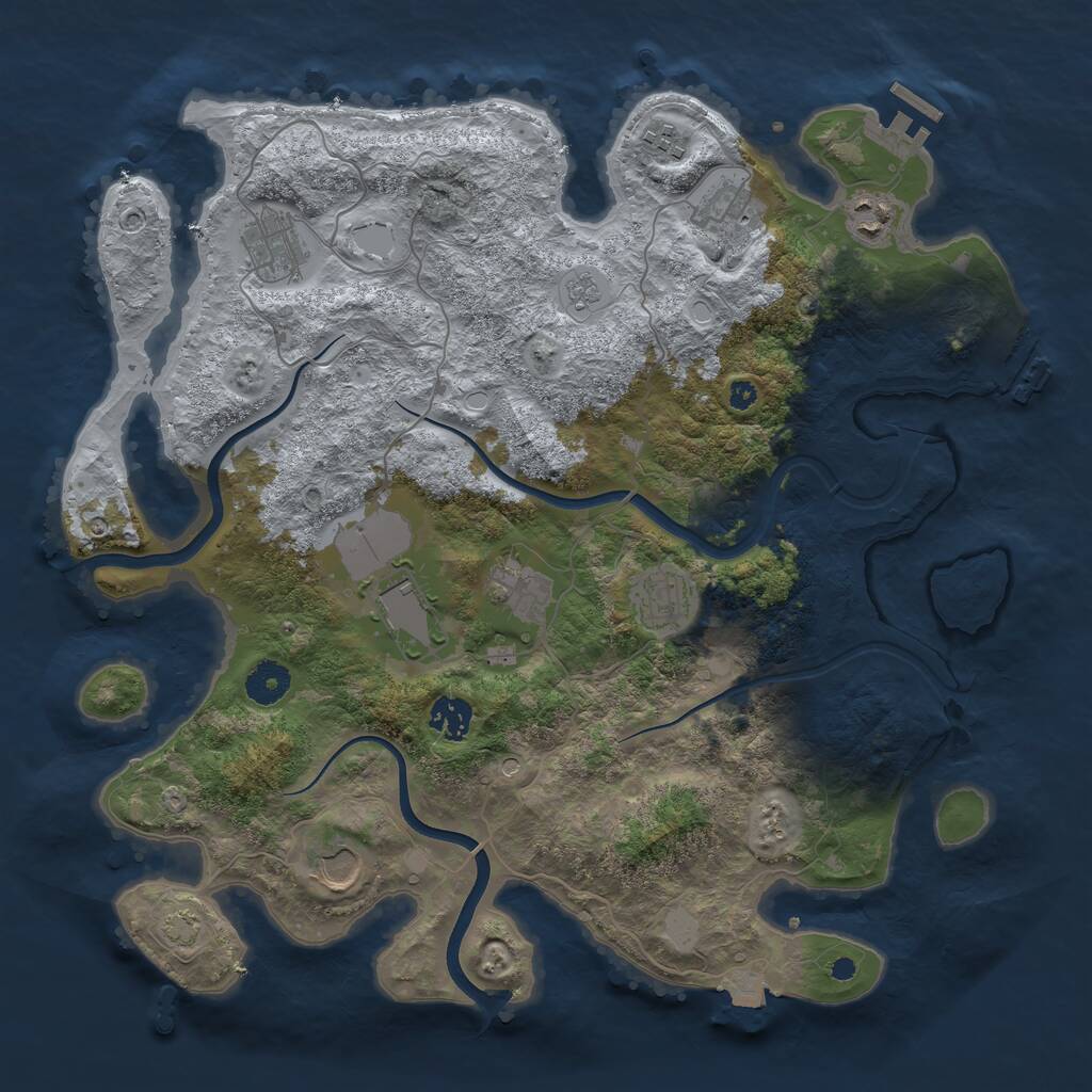 Rust Map: Procedural Map, Size: 3800, Seed: 3327839, 15 Monuments