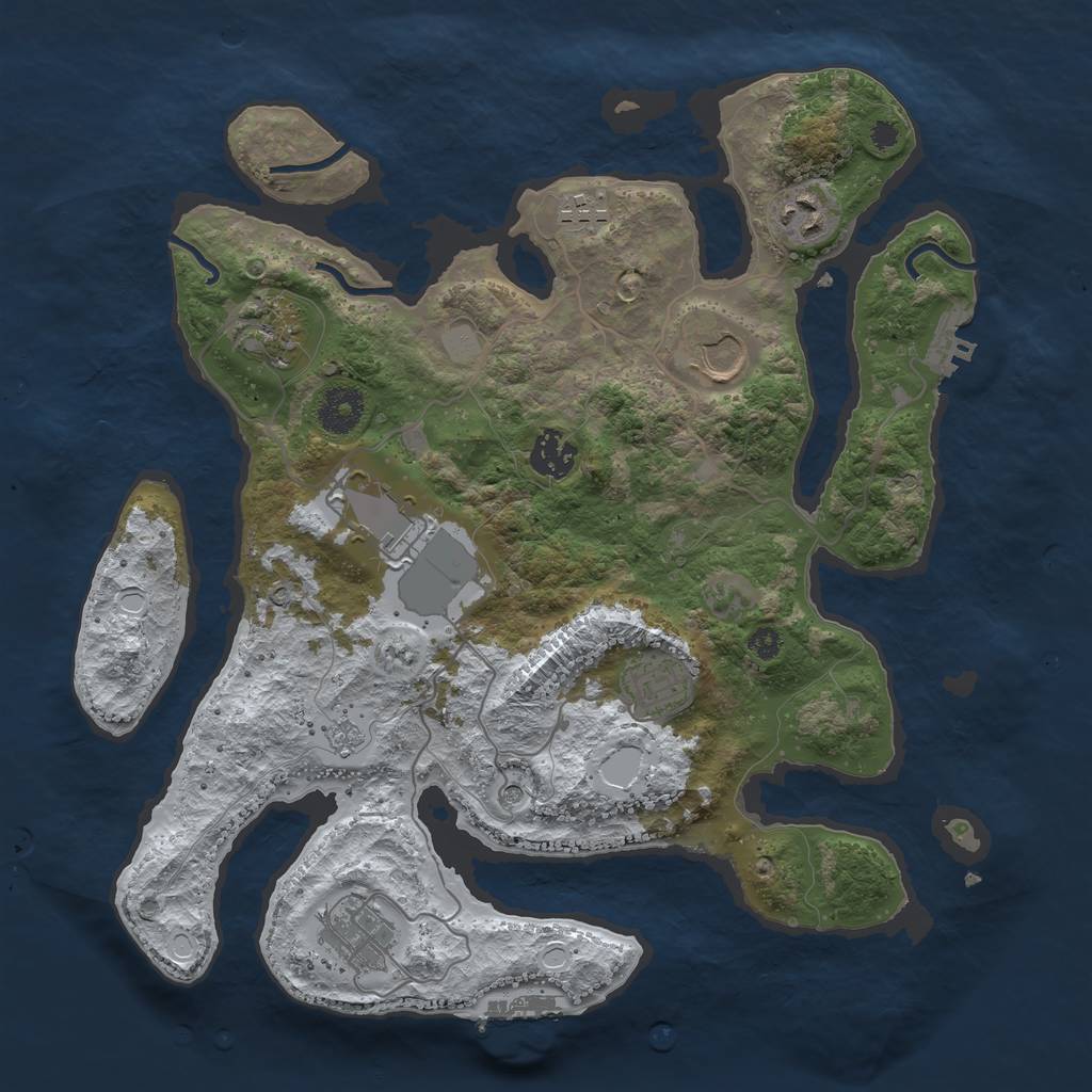 Rust Map: Procedural Map, Size: 3500, Seed: 6246847, 17 Monuments