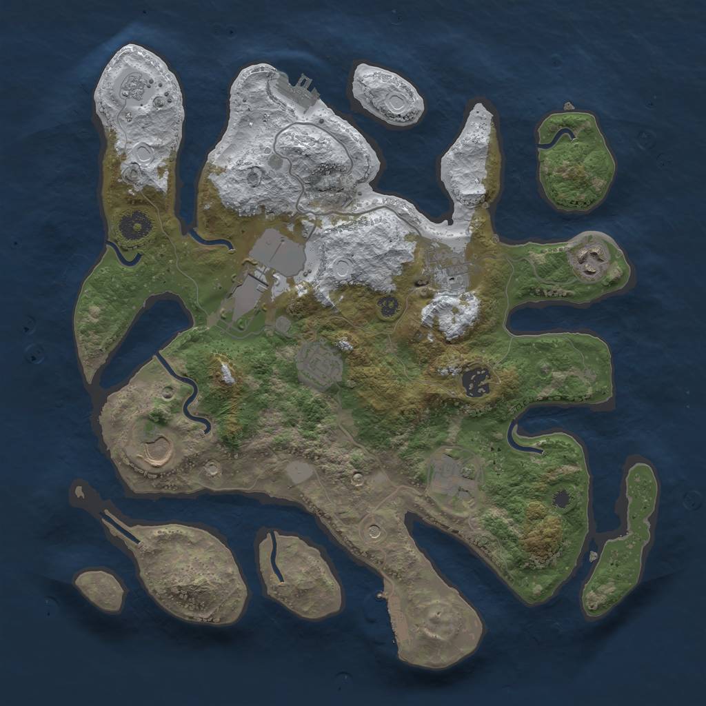 Rust Map: Procedural Map, Size: 3500, Seed: 4188283, 16 Monuments