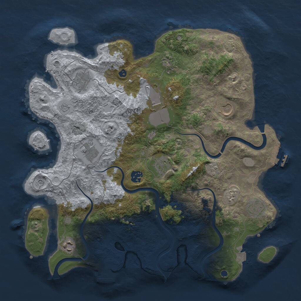 Rust Map: Procedural Map, Size: 3800, Seed: 3023777, 16 Monuments