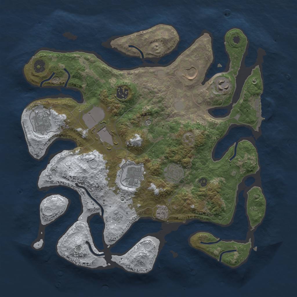 Rust Map: Procedural Map, Size: 3500, Seed: 3681882, 16 Monuments