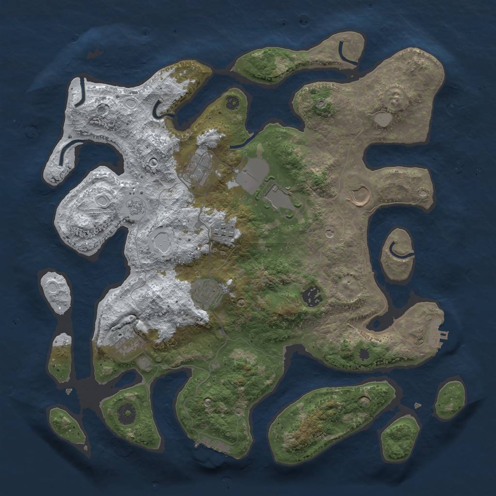 Rust Map: Procedural Map, Size: 3700, Seed: 3518052, 16 Monuments