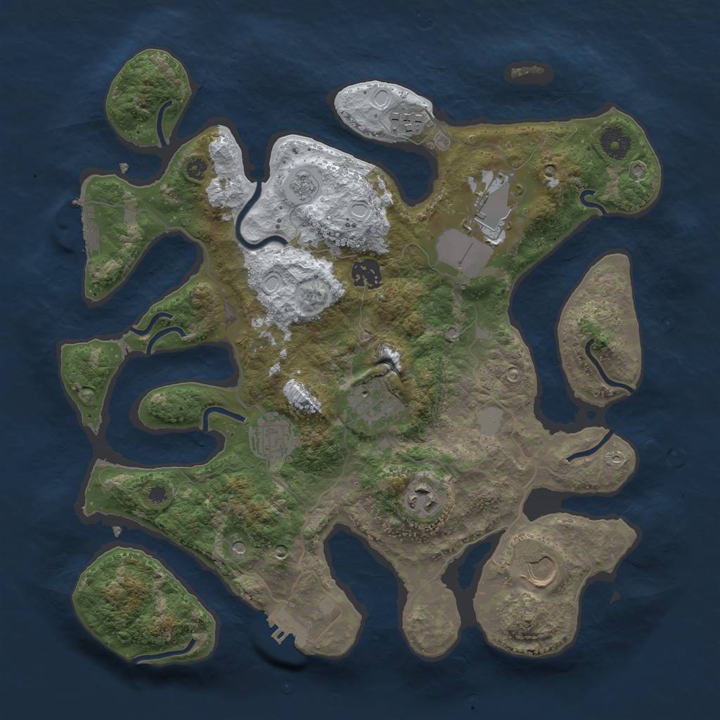Rust Map: Procedural Map, Size: 3500, Seed: 3166409, 16 Monuments