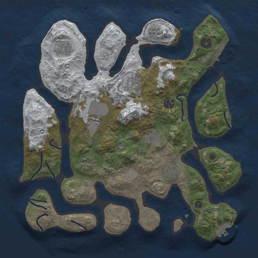 Rust Map: Procedural Map, Size: 3500, Seed: 562273, 17 Monuments