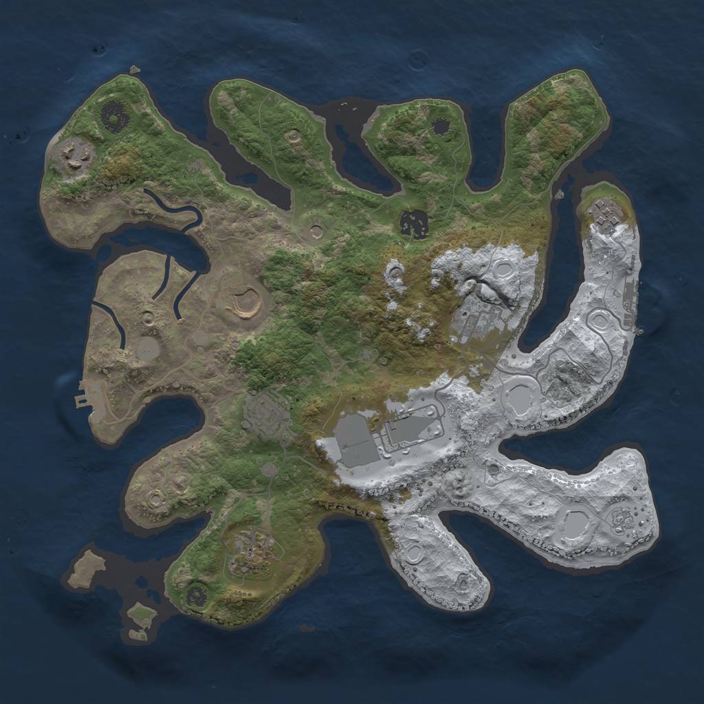 Rust Map: Procedural Map, Size: 3500, Seed: 1825170, 17 Monuments