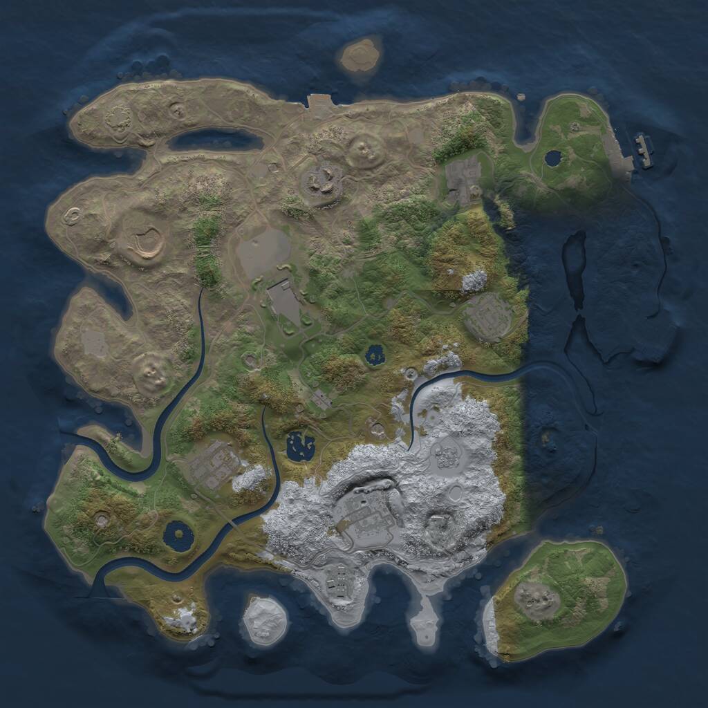 Rust Map: Procedural Map, Size: 3500, Seed: 101225, 15 Monuments