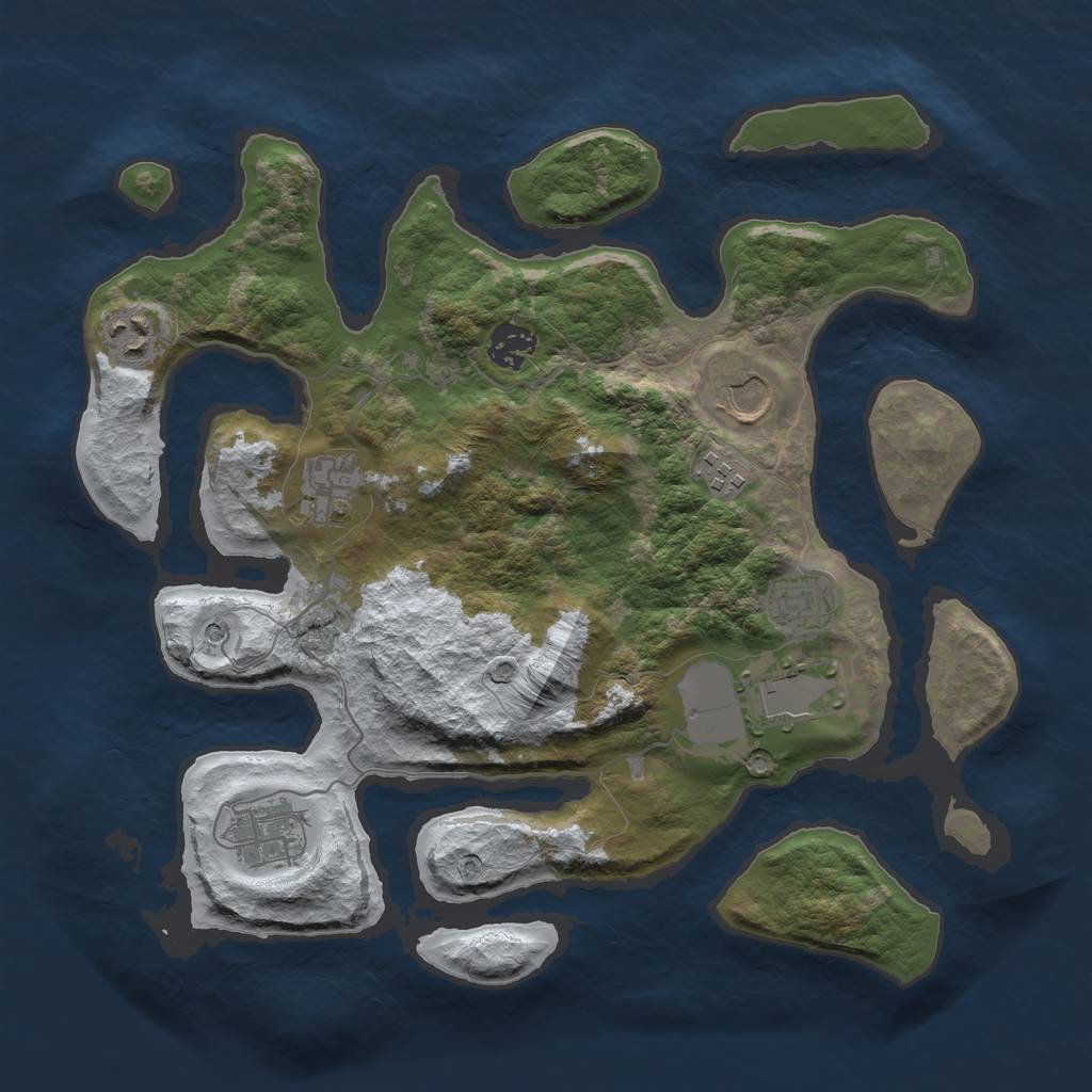 Rust Map: Barren, Size: 3500, Seed: 3259227, 11 Monuments