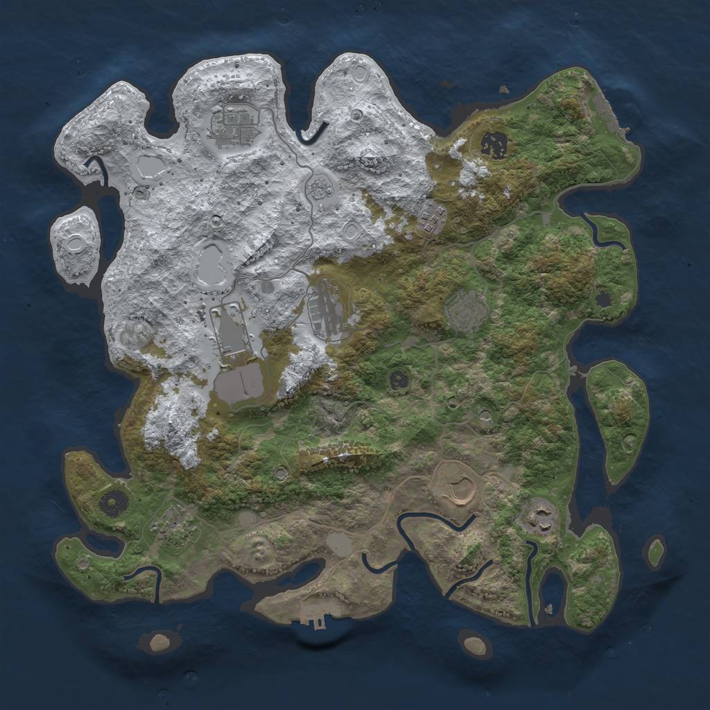 Rust Map: Procedural Map, Size: 3800, Seed: 2557371, 18 Monuments