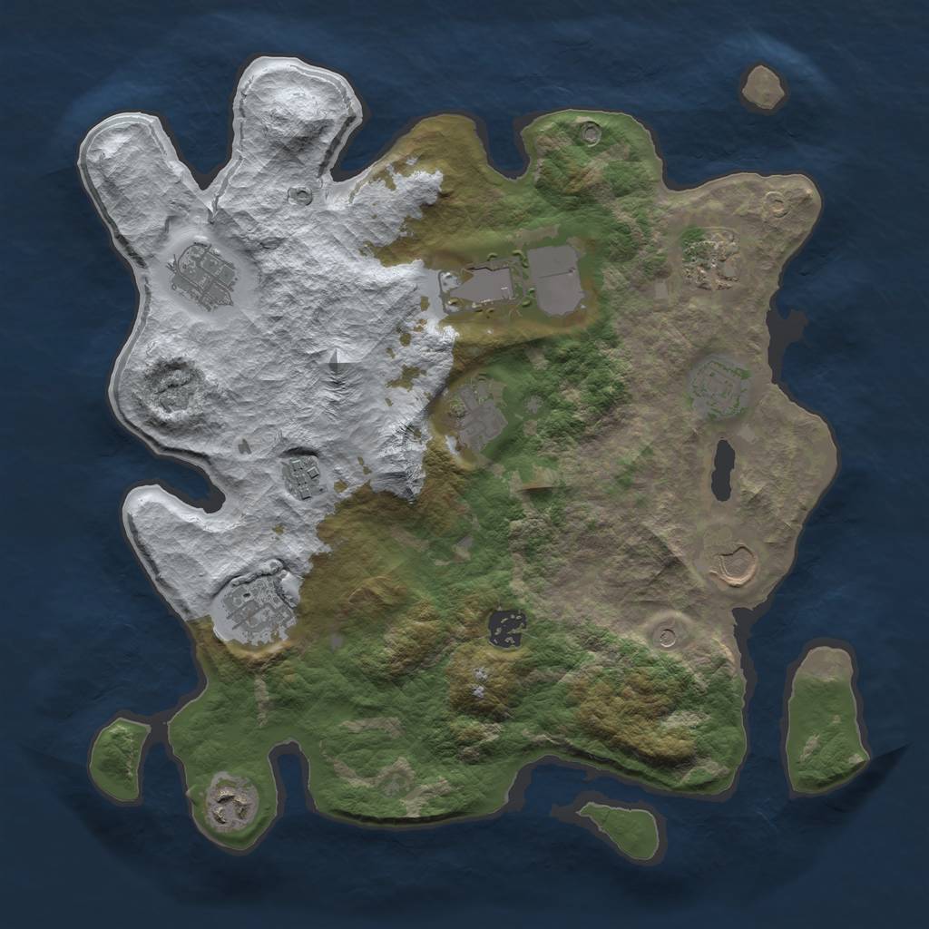 Rust Map: Barren, Size: 3500, Seed: 1822059, 13 Monuments