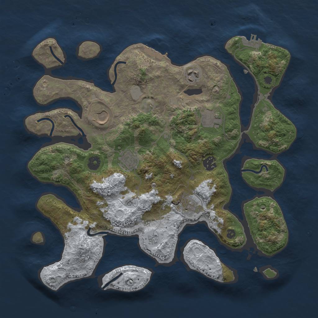 Rust Map: Procedural Map, Size: 3500, Seed: 3175239, 15 Monuments