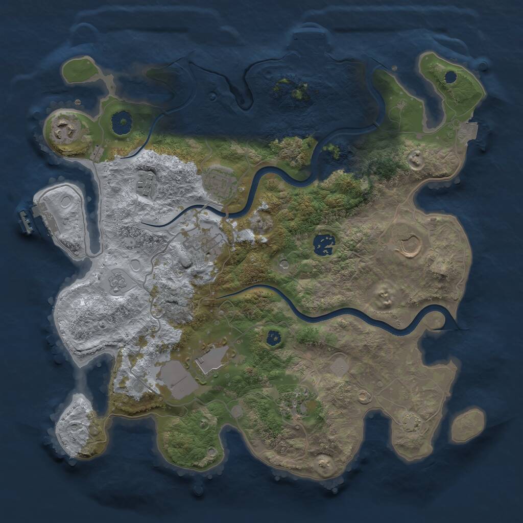 Rust Map: Procedural Map, Size: 3500, Seed: 1841190, 14 Monuments