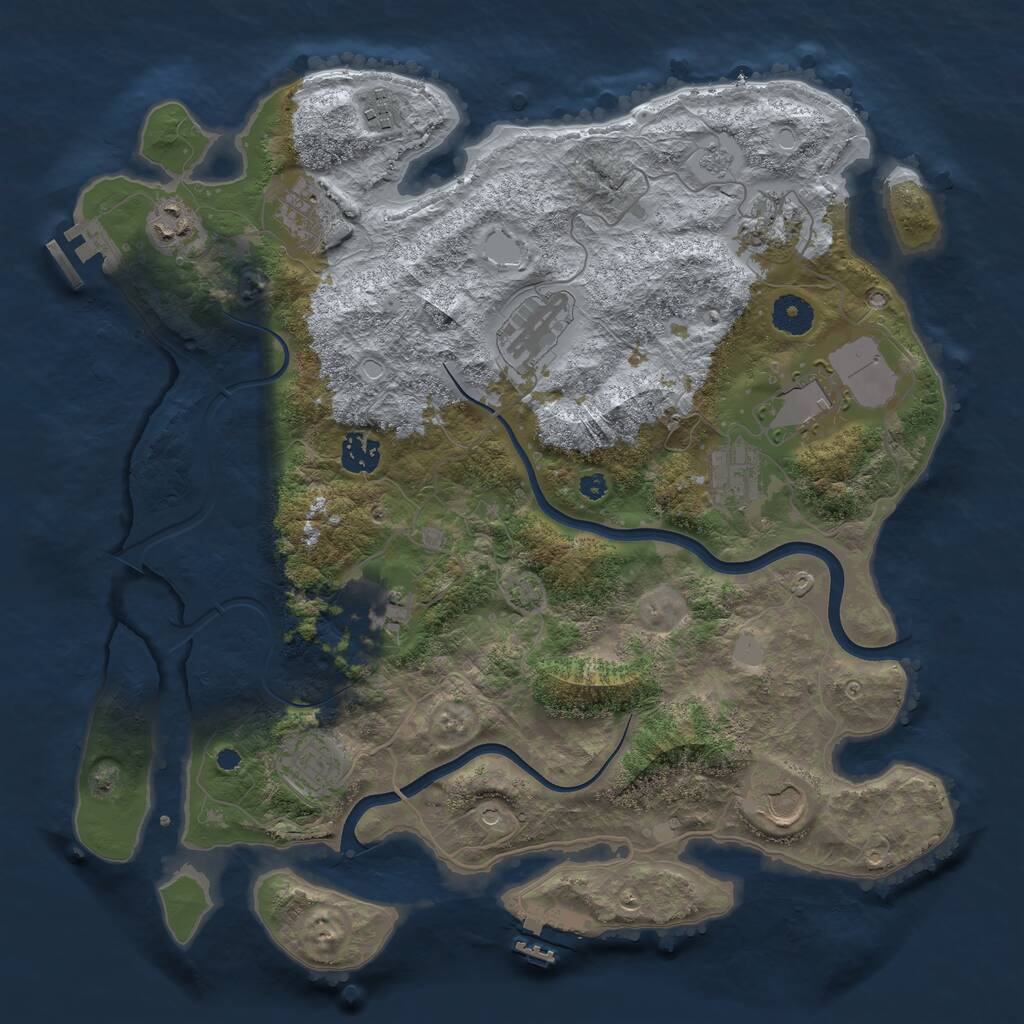 Rust Map: Procedural Map, Size: 3800, Seed: 3093152, 17 Monuments