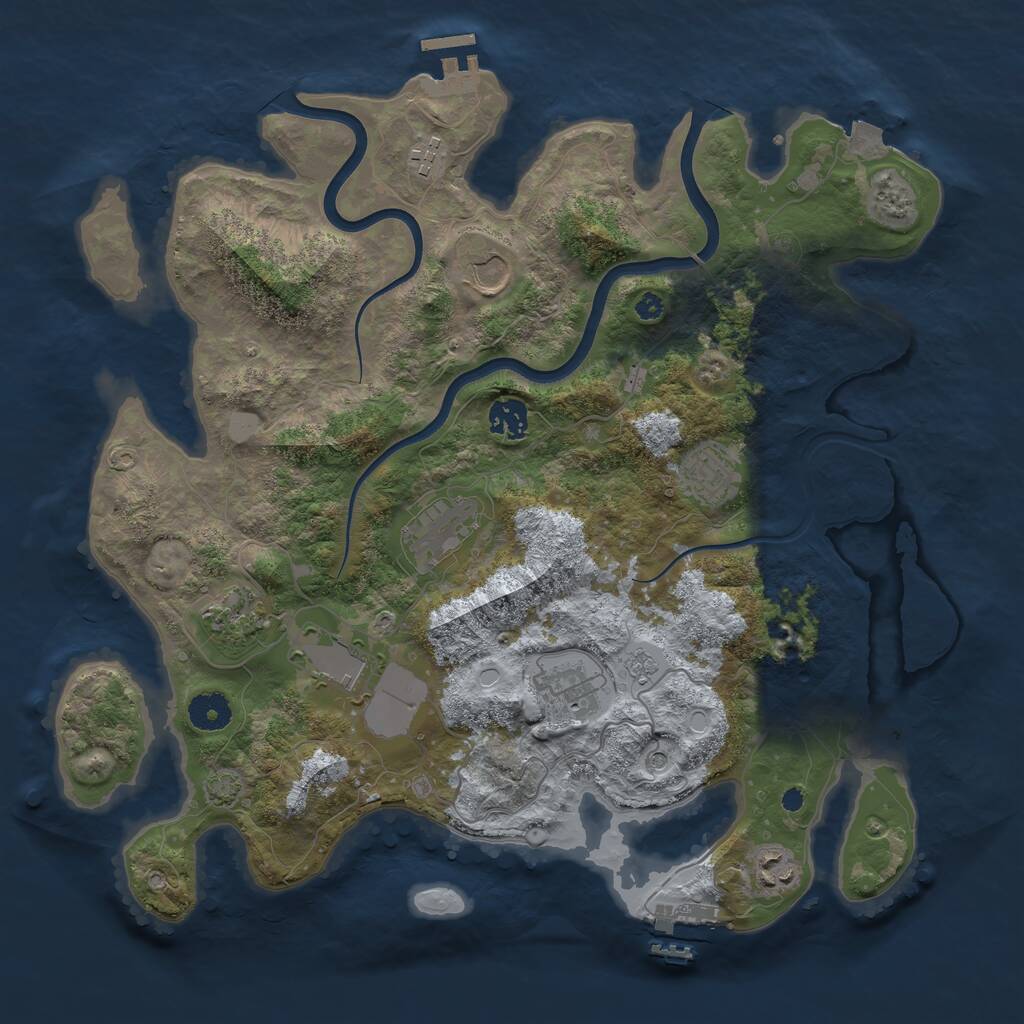 Rust Map: Procedural Map, Size: 3800, Seed: 1488789, 15 Monuments