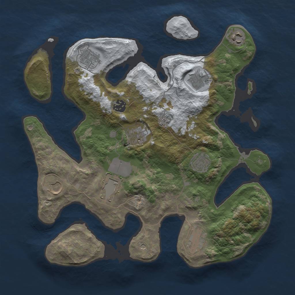 Rust Map: Barren, Size: 3500, Seed: 2438288, 13 Monuments