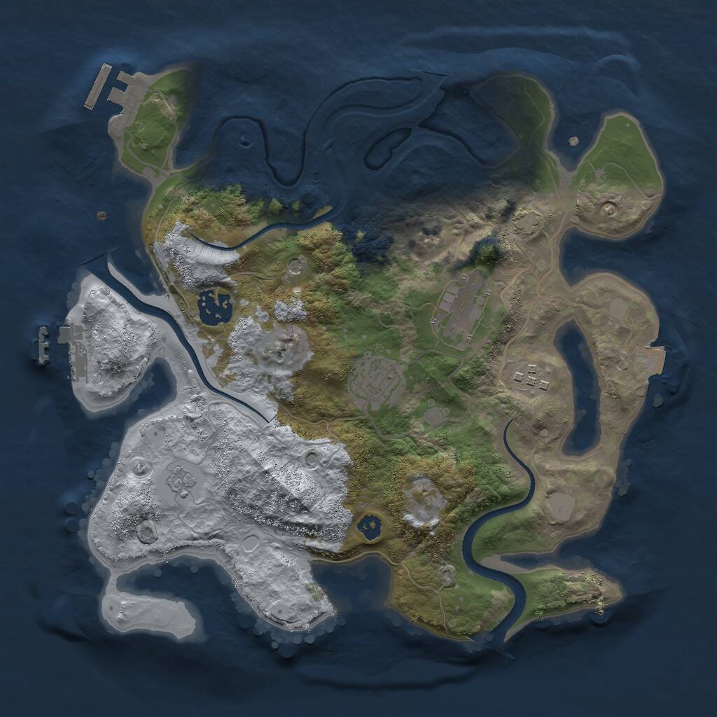 Rust Map: Procedural Map, Size: 3000, Seed: 402072299, 10 Monuments