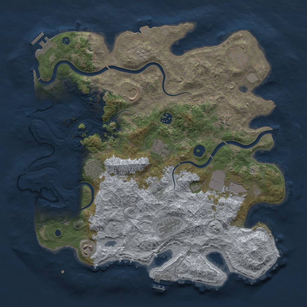 Rust Map: Procedural Map, Size: 3950, Seed: 785483484, 16 Monuments