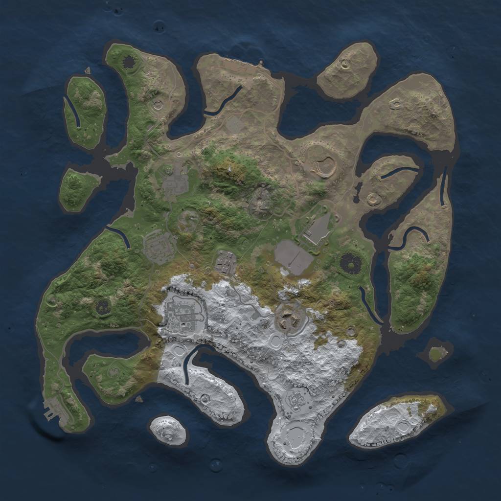 Rust Map: Procedural Map, Size: 3500, Seed: 132143184, 16 Monuments