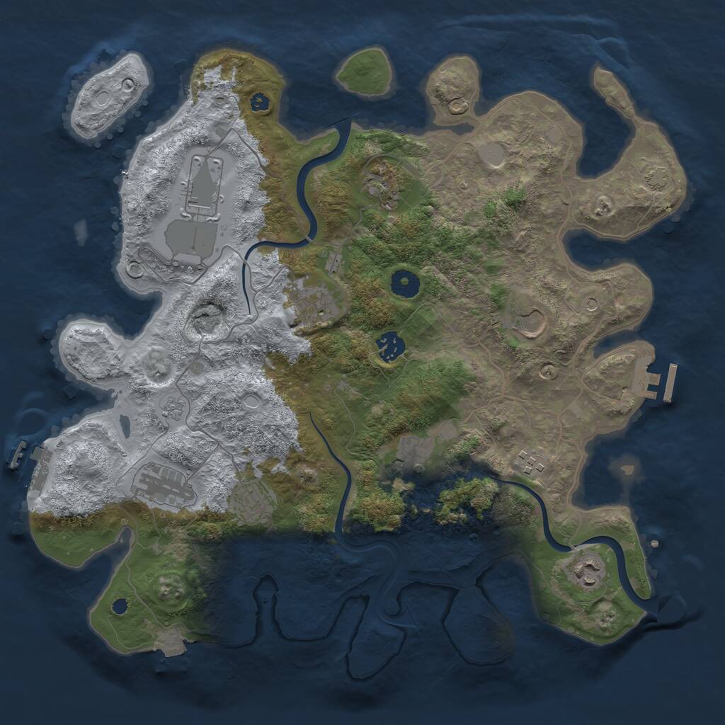 Rust Map: Procedural Map, Size: 3800, Seed: 497487, 16 Monuments