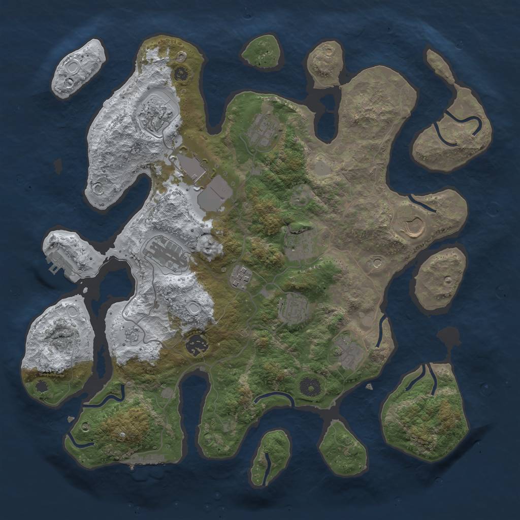 Rust Map: Procedural Map, Size: 3800, Seed: 497487, 19 Monuments