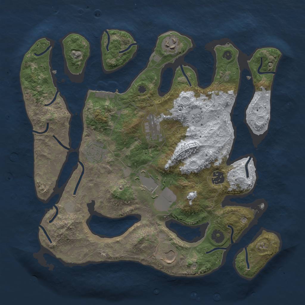 Rust Map: Procedural Map, Size: 3500, Seed: 1585, 13 Monuments