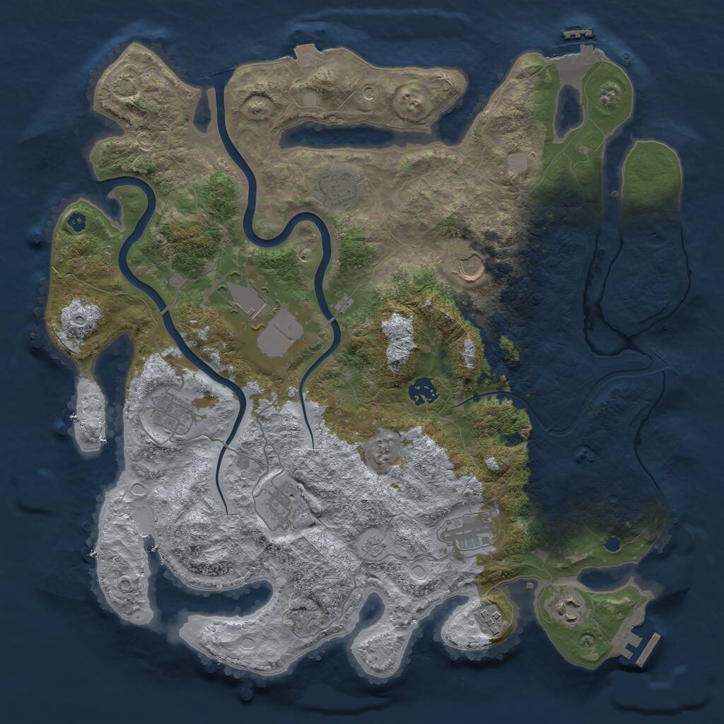 Rust Map: Procedural Map, Size: 3950, Seed: 97146438, 15 Monuments
