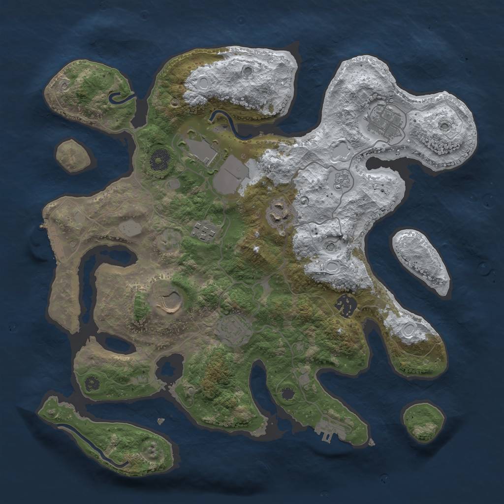 Rust Map: Procedural Map, Size: 3500, Seed: 6554852, 16 Monuments