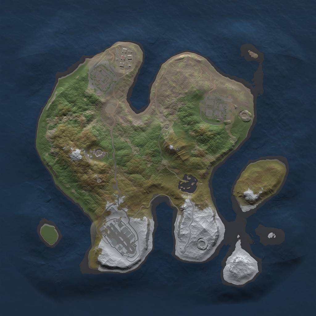 Rust Map: Barren, Size: 2500, Seed: 50000, 8 Monuments