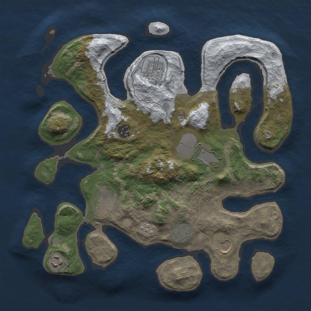 Rust Map: Barren, Size: 3500, Seed: 960736, 11 Monuments